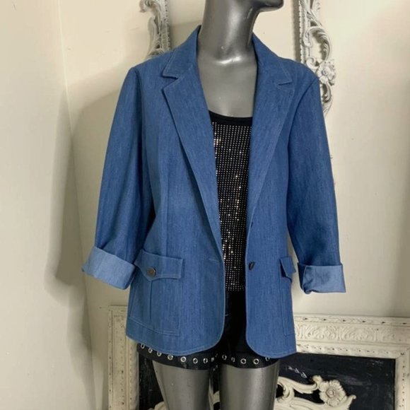 VINTAGE Denim Blazer Jacket - Picture 2 of 8